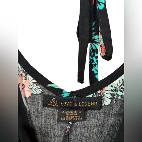Addition Elle, Plus Size Parrot Floral Dress, 20W, Black, Pink - Picture 5 of 10